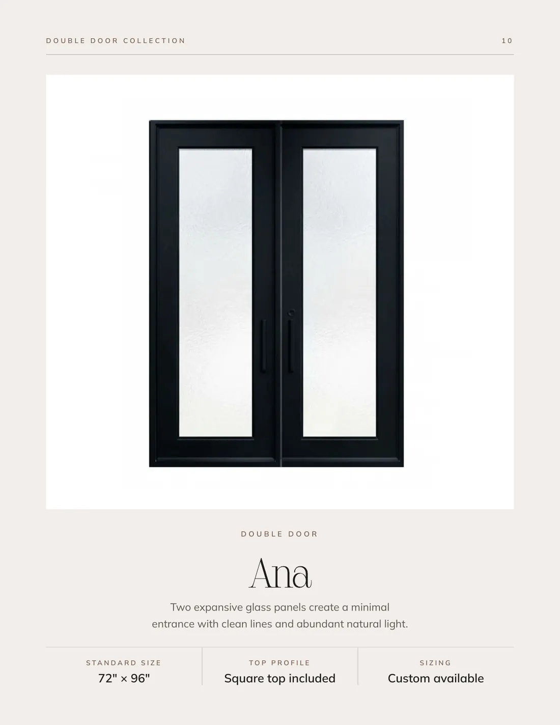 Ana double iron doors with full glass panels
